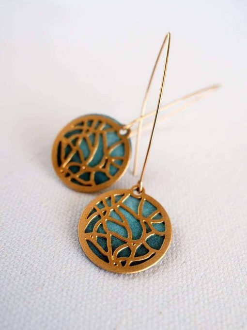 Turquoise stained glass earrings