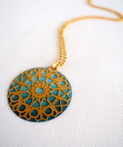 A turquoise cosmic flower necklace
