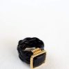 Black urban leather ring