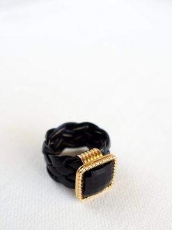 Black urban leather ring