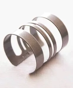 Wide striped gray striped bracelet