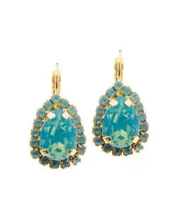 Small drop earrings set in Pacific