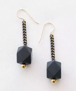 Molecular earrings colored black gold