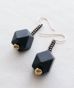 Molecular earrings colored black gold