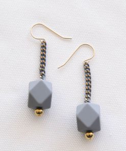 Gray colored molecule earrings