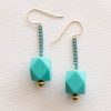 Colored turquoise colored gold earrings