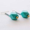 Colored turquoise colored gold earrings