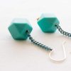 Colored turquoise colored gold earrings