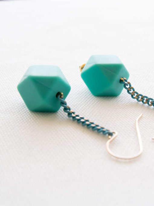 Colored turquoise colored gold earrings