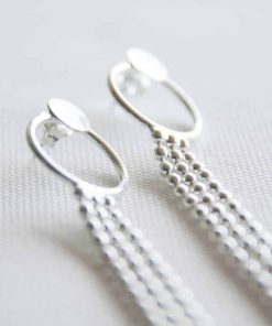Long silver curving earrings