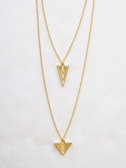 Long double chain "geometric charm" gilded