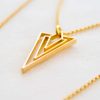 A long chain is double geometric and gilt charm