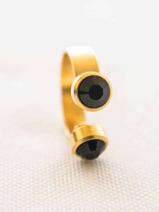 "Double Pan" ring gold black