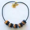 Black and wood domino necklace