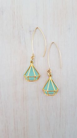 Diamond Cosmic Earrings elongated turquoise gold