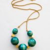 Green touch wood necklace