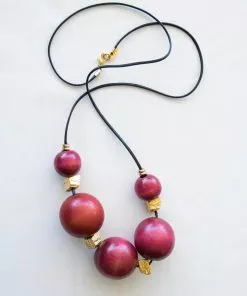 Red touch wood necklace