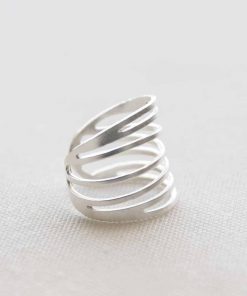 Silver striped ring