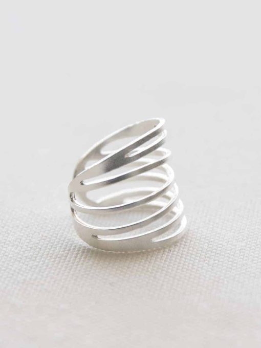 Silver striped ring