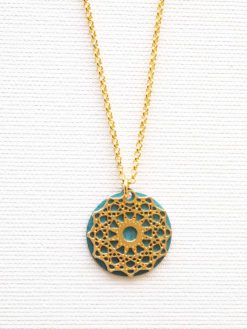 Necklace "mandala" flower life turquoise cosmic delicate