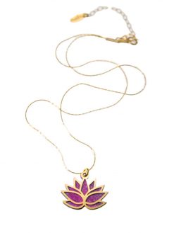 Double-sided pink lotus necklace