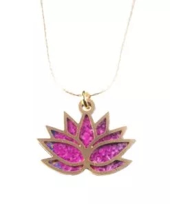 Double-sided pink lotus necklace