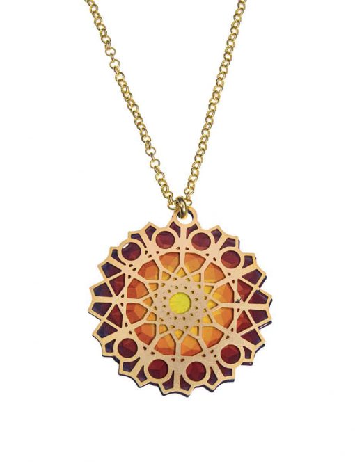 Mandela necklace "flower of life in turquoise shades" bilateral