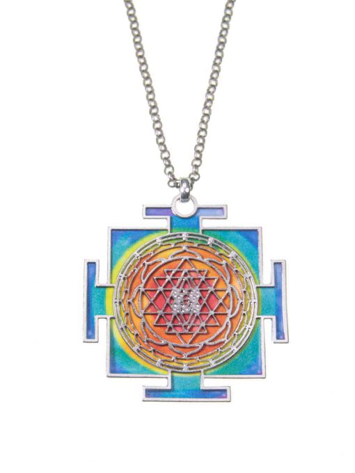 Mandela chain "Sri Yantra" cosmic bilateral in the shades of the chakras is vaulted