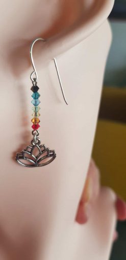 Silver lotus earrings and chakras