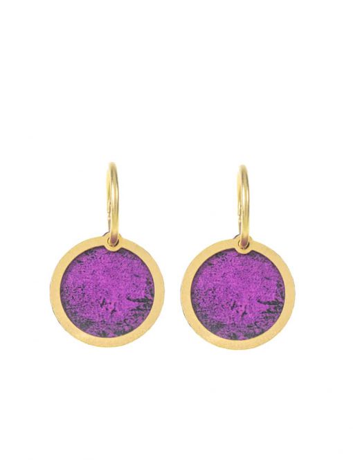 Golden double-sided cosmic purple earrings
