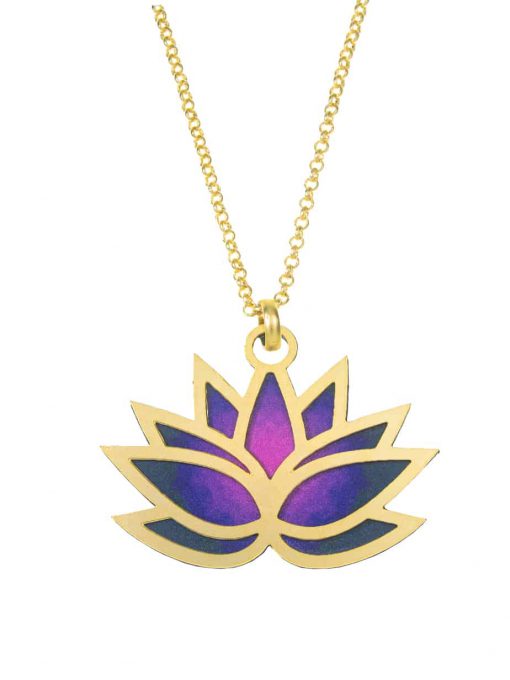 Double-sided lavender lotus chain